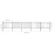 Vidaxl clôture de jardin avec dessus en lance acier 8,5 x 1,2 m noir 277624_3