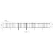 Vidaxl clôture de jardin avec dessus en lance acier 10,2 x 1,2 m noir 277625_3