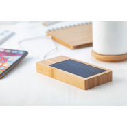 Power bank en bambou - 8000 mAh avec chargeur solaire intégré et ports USB-C/micro USB_3