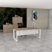 Bureau droit individuel Star - Mobel Linea - Blanc 9010, 160, Acacia clair, Oui_0