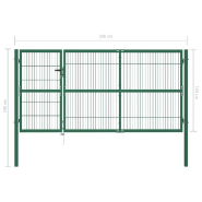 Vidaxl portail de clôture de jardin avec poteaux 350x140 cm acier vert 142571_3