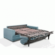 Canapé en velours azur avec matelas à mémoire de forme