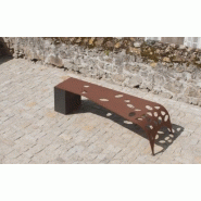 Banc public en métal - Collection Green Palacio - acier corten et motifs alvéolaires_3