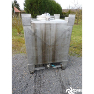 Container IBC/GRV inox carré 1000L - Trou d'homme ovale 440x310 - Vidange 51 - Poids 140kg - N° ARTICLE: CON002_3