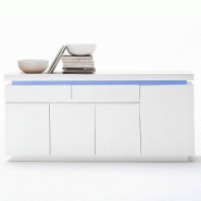 Buffet Ocean laqué blanc brillant - 4 portes, 2 tiroirs, LED inclus - Design contemporain_3