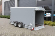 Plateau porte-engin abaissable TOHACO à suspensions pneumatiques - 370x150 cm - PTAC 3500 Kg - 2 essieux freinés - Référence MCALU PRO FW150 - Modèle MA235/3715_3