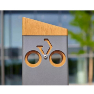 Appui vélos Silaos - Tube acier - Largeur 150 mm - Hauteur hors sol 960 mm - Pommeau en chêne certifié PEFC_3