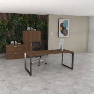 Bureau droit individuel Star - Mobel Linea - 180, Anthracite, Acacia foncé_0