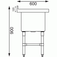 Évier profond en inox - Vogue - capacité 100 litres - avec dosseret et pieds réglables_3