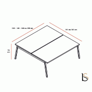 Bureau Bench 2 personnes Ogi M - MDD - Aluminium satiné, Non, 120 x 141 cm_3