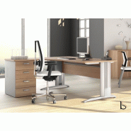 Bureau compact 90° Sigma - Mobel Linea - Argent Ral 9006, 180, Anthracite, Gauche_0