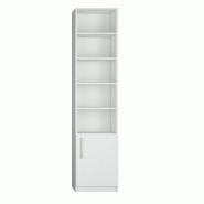Composition armoire-lit escamotable horizontale STRADA-V2 - Blanc mat et brillant - Couchage 140x200 cm avec colonnes et rangements_3