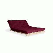 Canapé convertible futon ROOTS - Pin naturel - Coloris bordeaux - Couchage 140x200 cm - Design japonais et scandinave_3