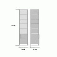 Composition armoire lit escamotable LUTECIA blanc mat - Couchage 140x190 cm avec rangements intégrés et colonne bibliothèque_3