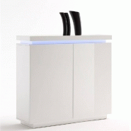 Buffet haut OCEAN laqué blanc brillant - 2 portes avec LED intégré et système d'ouverture douce_3