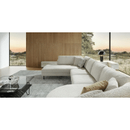 Canapé modulable Hudson OLTA 3 - Blanc cassé beige avec piètement en acier - Structure en bois de pin et mousse haute qualité_3