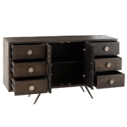Buffet ethnique Wata - 6 tiroirs en bois de manguier marron avec motifs sculptés_3