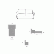 Canapé convertible express chocolat 120x190 cm - Dossier souple - Tissu personnalisable - Matelas 13 cm_3