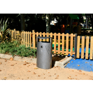 Poubelle publique Titan PA684 - acier zingué avec cendrier intégré et système de fixation_3