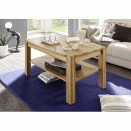 Table basse KALOS - 110 x 70 cm - Chêne massif noueux huilé avec étagère intermédiaire_3
