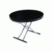 Table basse ronde relevable et extensible SATURNA - Bois noir - Diamètre 105 cm, extensible à 135 cm_3
