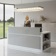 Banque d'accueil avec étagère intégrée Avant - Ofitres - 217, Blanc, Droite, Oui, Gris brillant_0