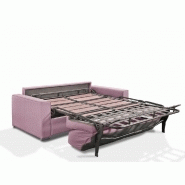 Canapé convertible 3 places Excellence 140 cm - sommier à lattes Renatonisi - matelas memory 18 cm - velours rose_3