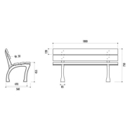 Banc public Glasgow en plastique recyclé - 5 lames - pieds en fonte - 1,80 m_3