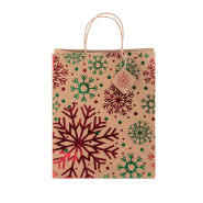 Sac cadeau Noël en papier kraft recyclé - motif estampillé, poignées rondes et étiquette cadeau - 140 g/m²_3