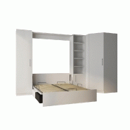 Composition angle lit escamotable blanc - Dynamo Sofa avec canapé noir 140x200 cm - 351x100 cm_3