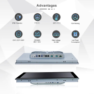 Panel PC industriel fanless 12.1 pouces 16:10 WXGA pour HMI, supervision et automatisation - EVI-12WAC avec façade IP66 et connectique complète_3