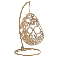 Fauteuil suspendu VANA - Aluminium et roseau beige - Bohème chic, intérieur/extérieur_3