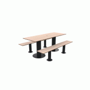 Table pique-nique MOKA 8 places avec bancs et trou de parasol_3