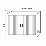 Armoire basse à portes rideaux ton bois - GAPSA - 102, Blanc pastel, Poirier 030_3