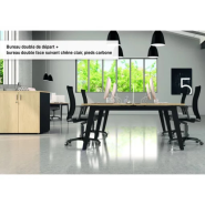 Bureau double STEELY - L120 cm - Double face - Pieds carbone - Plateau imitation Erable - neuf - Panneaux de particules mélaminés haute résistance_3