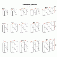Meuble avec 12 casiers - Mobel Linea - 4 x 3 cases, Combinaisons_3
