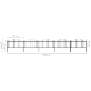 Vidaxl clôture de jardin à dessus en lance acier (1,25-1,5)x8,5 m noir 277734_3