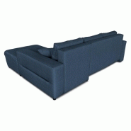 Canapé d'angle scandinave ZELI - convertible avec méridienne à droite et coffre - tissu bleu pétrole_3