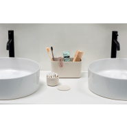 Serviteur salle de bains -ReNew - Soft Beige - Grande taille pour brosses à dents et tubes de dentifrice - Rangement pratique et compact_3