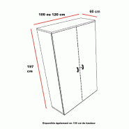 Armoire vestiaire avec portes battantes - Mobel Linea - 100, Wengé_3