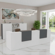 Banque d'accueil 2 personnes delta first avec 2 tops - MOBEL LINEA - blanc, 284, anthracite_3