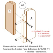 Table Elite Carrée PMR - Réf: EC230 PMR - 2,30m x 2,30m x 0,75m - Piétement bois - Livrée en KIT_3