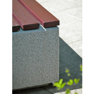 Banc public Kube Mad UM372LM - béton gris granite et lattes en bois tropical_3