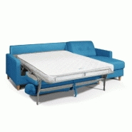 Canapé d'angle norway - matelas 16 cm - ouverture express - sommier lattes Renatonisi - tweed bleu azur_3