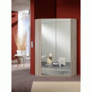 Ensemble de rangement d'angle GABY - Chêne imitation naturel - Portes blanc laqué et miroir - 216 x 260 cm_3