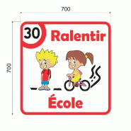 Panneau ralentir ecole blanc_3