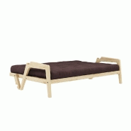 Canapé convertible futon GRAB - Pin massif naturel - Coloris marron - Couchage 130 x 190 cm - Style scandinave_3