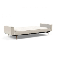 Canapé convertible Splitback Styletto avec accoudoirs - pieds fuseau chêne noyer - tissu bouclé Off White - couchage 115x210 cm_3