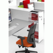 Ensemble de 4 postes Ogi A avec maxi caissons - MDD - Blanc, Aluminium satiné_3