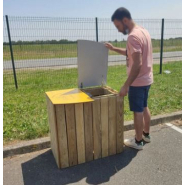 Poubelle tri sélectif - Corbeille Poitevine - 2 x 100L - Pin traité autoclave classe 4 - Dimensions L820 x P520 x H750 mm_3